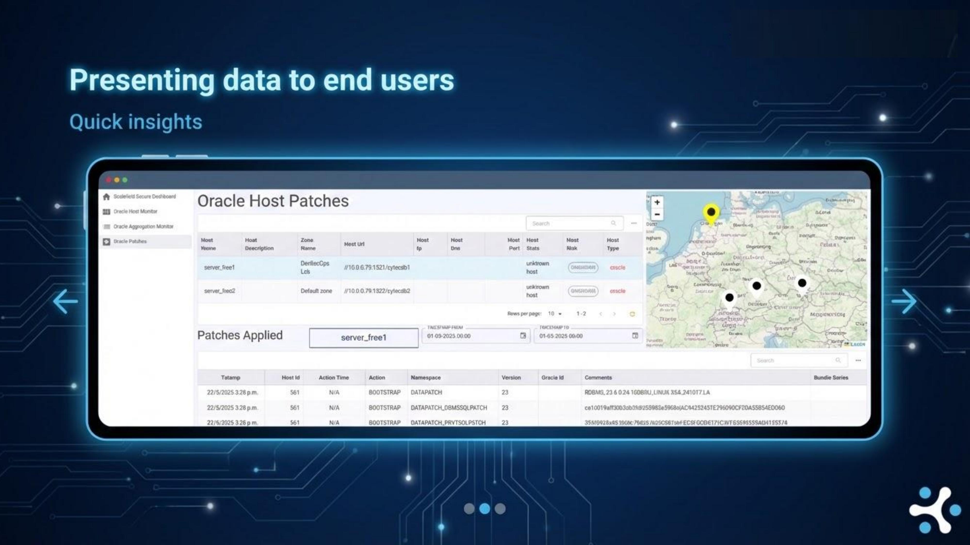 Scalefield Secure quick insights with host patches and geo-mapping